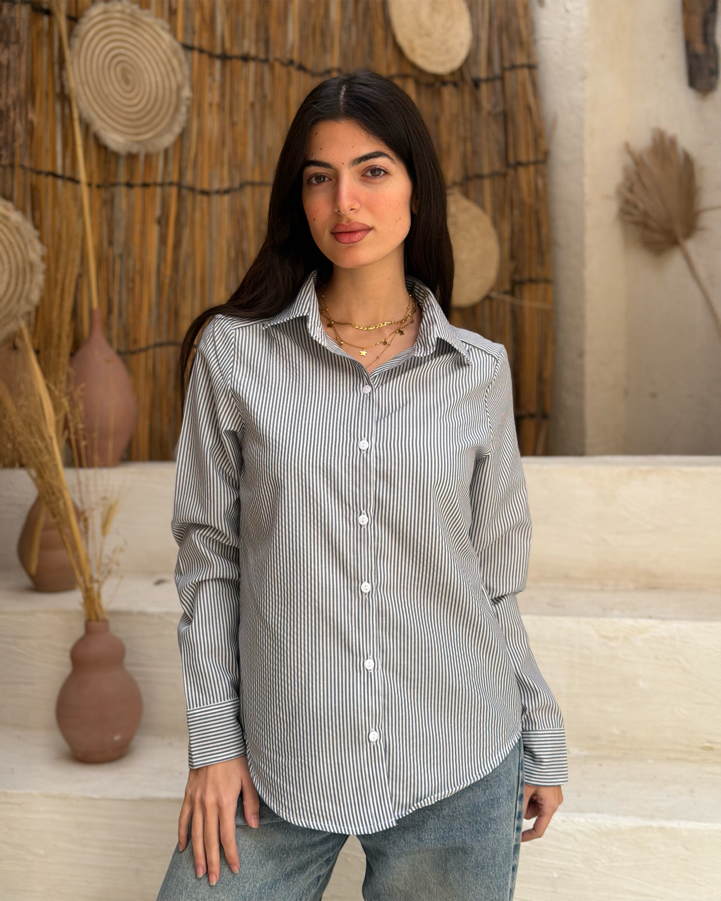 Grey Pinstriped Shirt