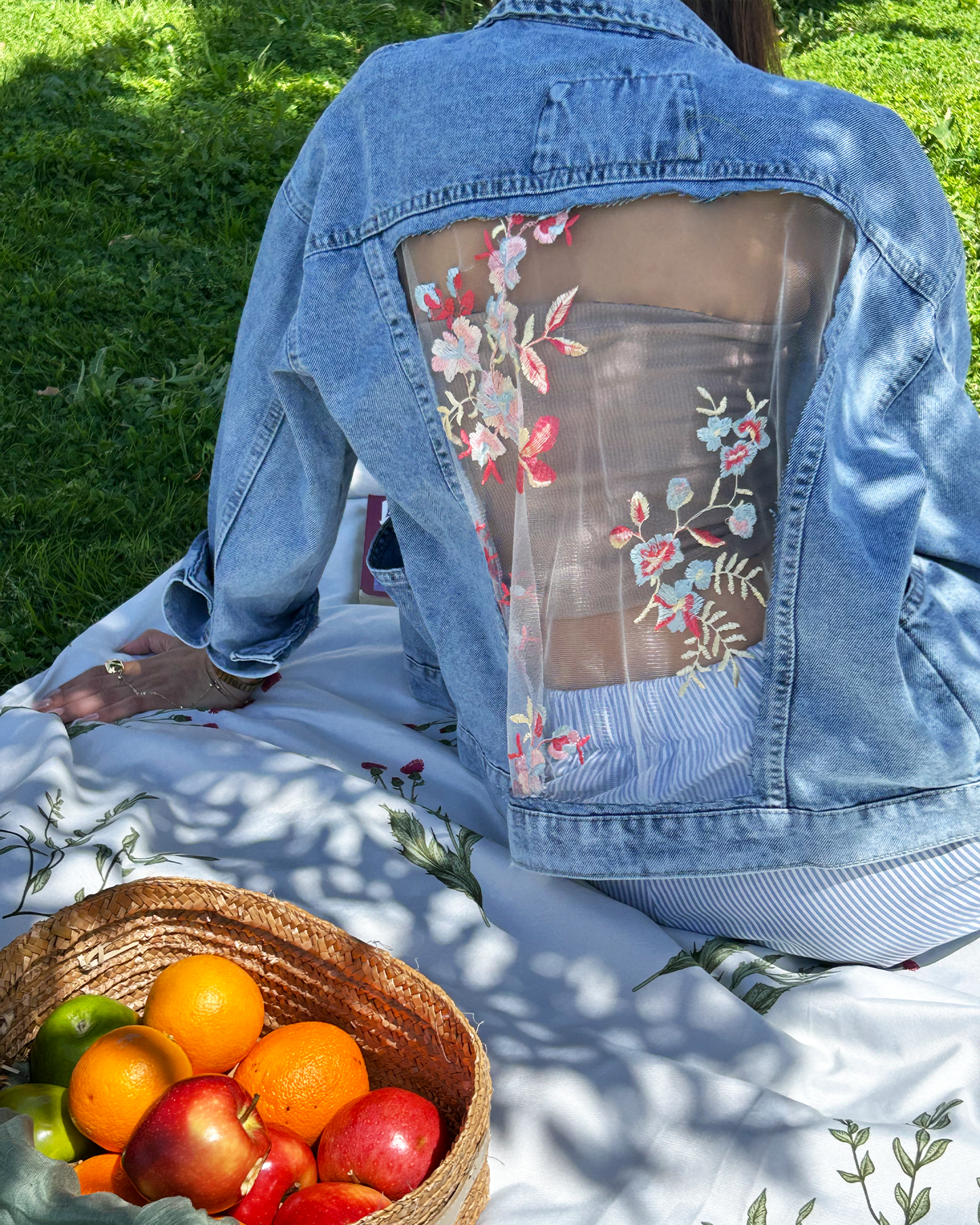 Light Blue Lace Denim Jacket