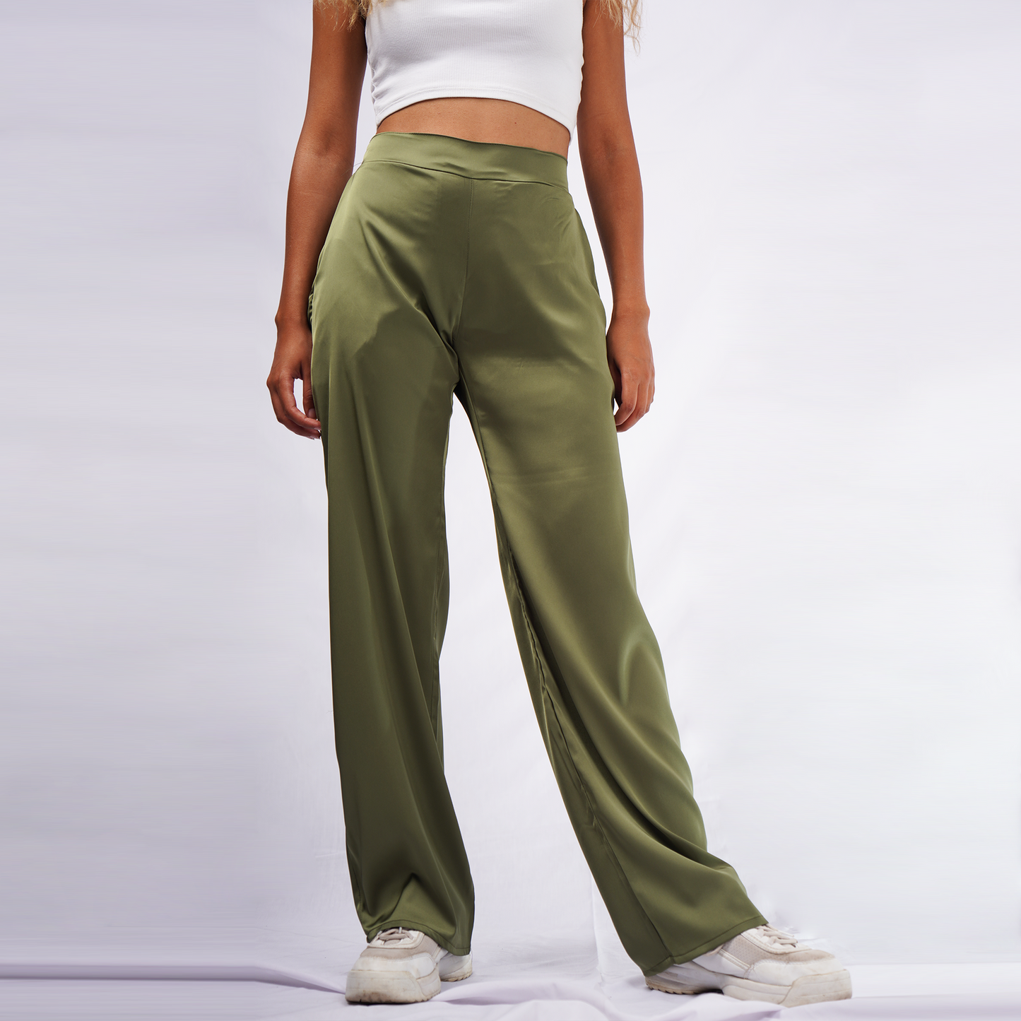 Olive Silk Pants