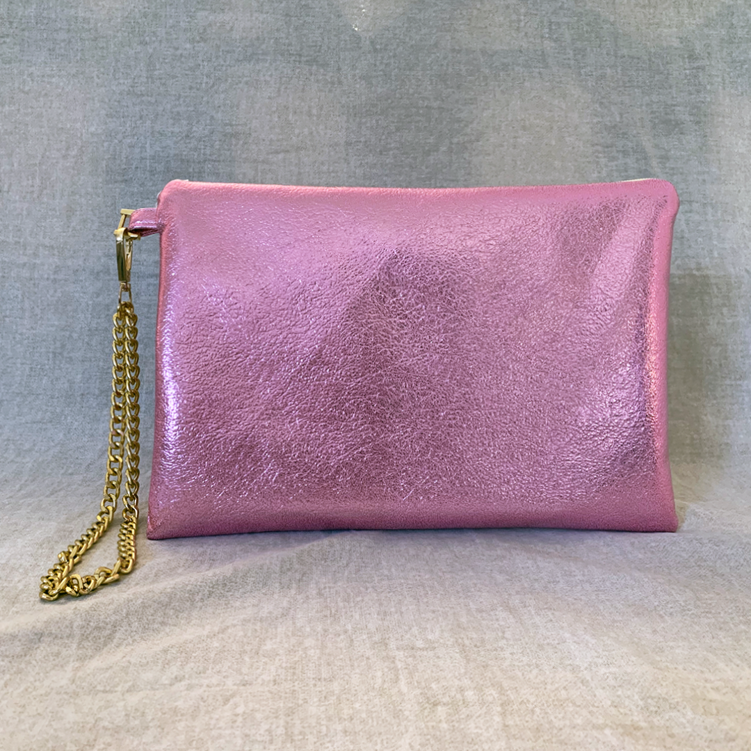 Pink metallic clutch best sale