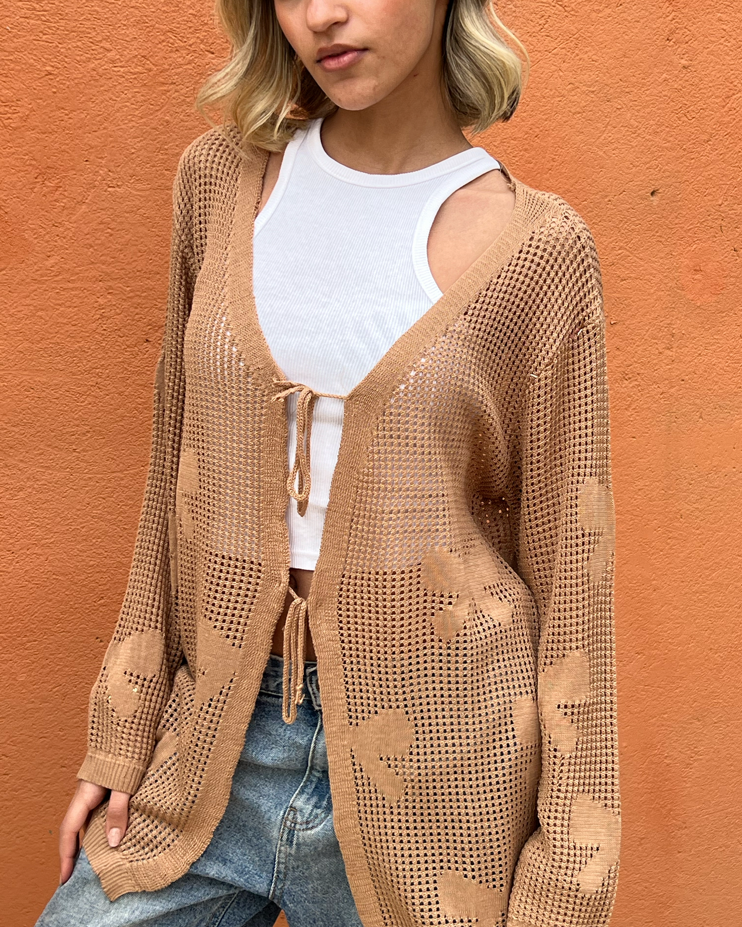 Brown Bow Tie Cardigan