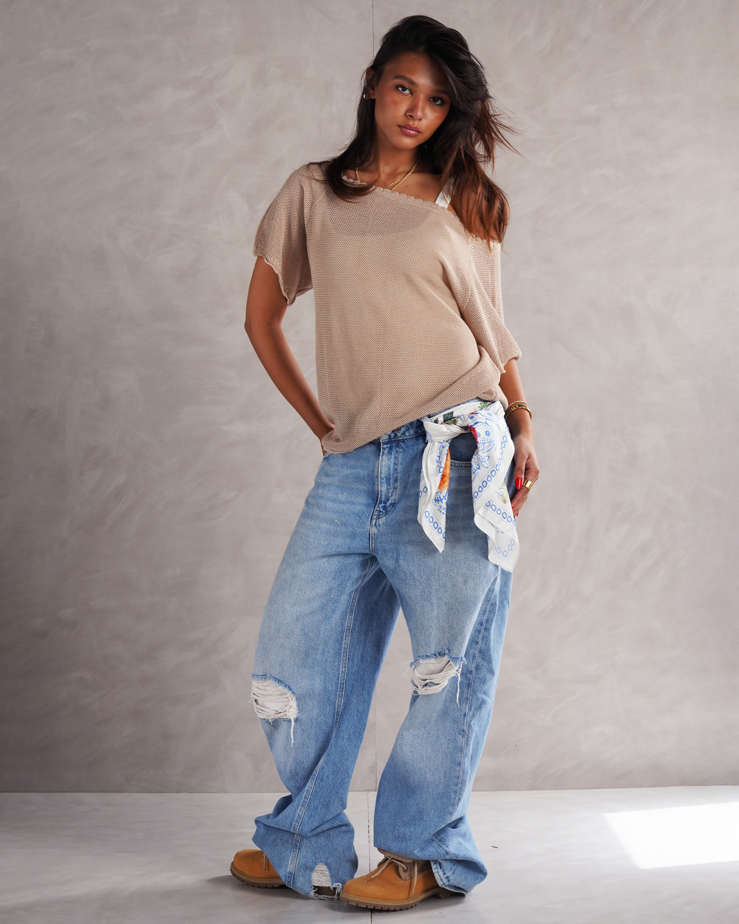 Beige Knit T-shirt