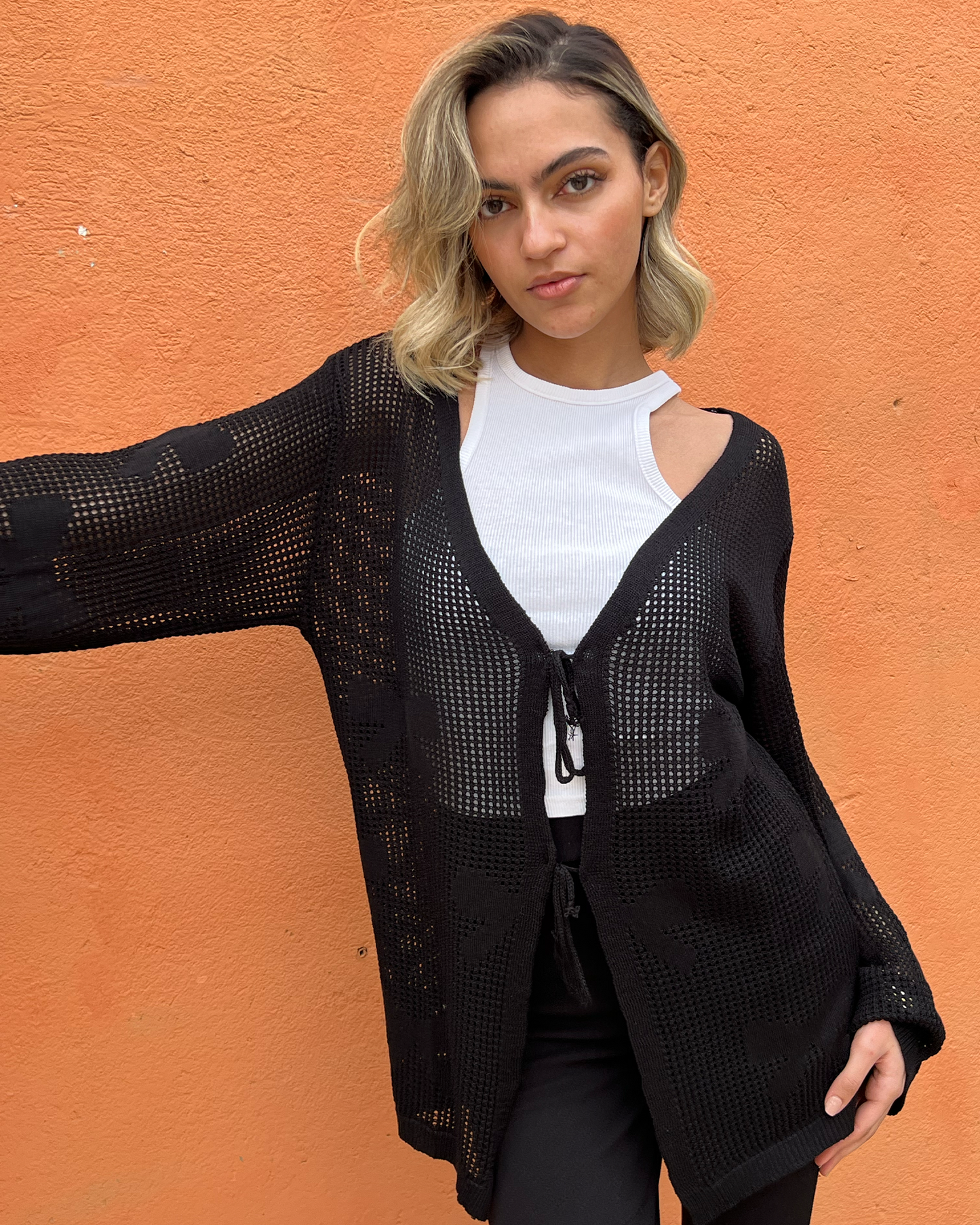 Black Bow Tie Cardigan