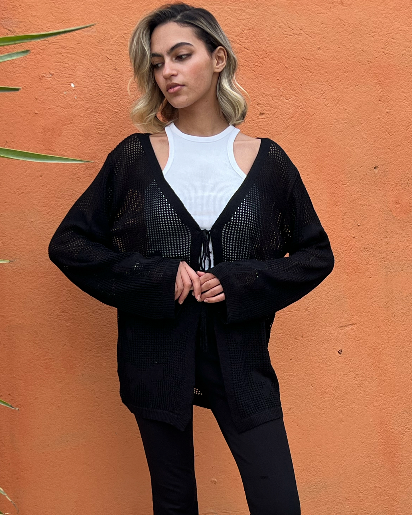 Black Bow Tie Cardigan