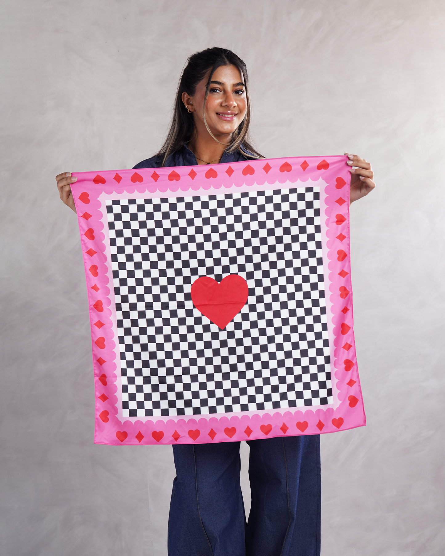 Heart Checkered Scarf