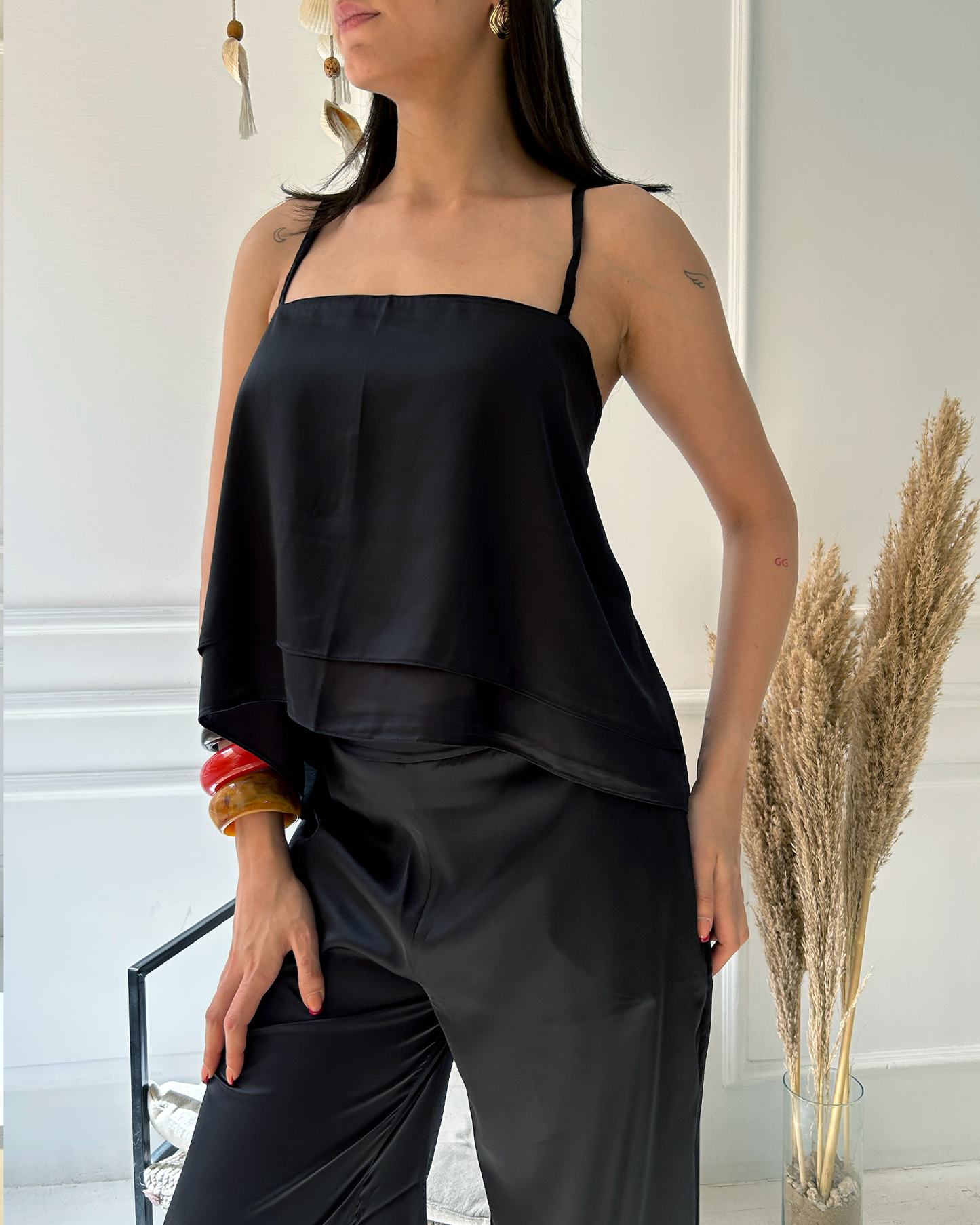 Black Tie Flowy Top