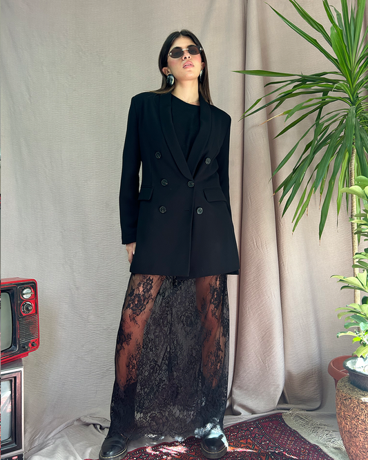 Black Basic Lace Skirt