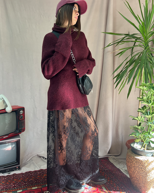 Black Basic Lace Skirt