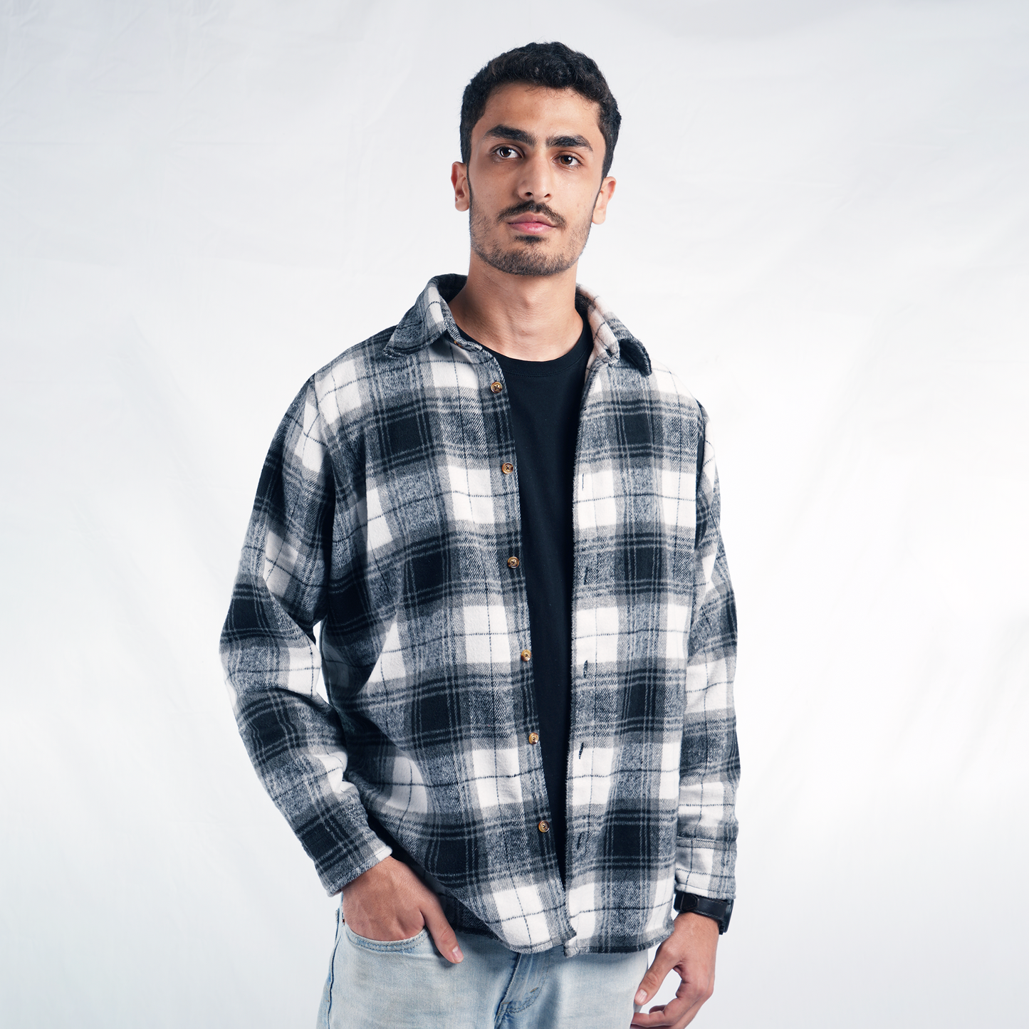 White Unisex Wool Flannel Shirt