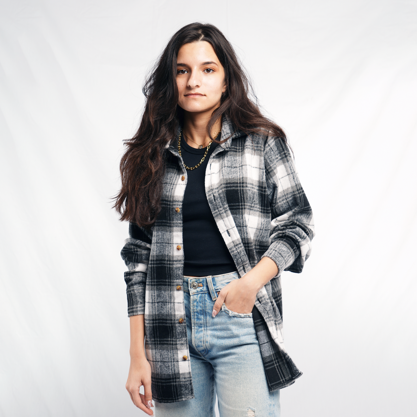 White Unisex Wool Flannel Shirt