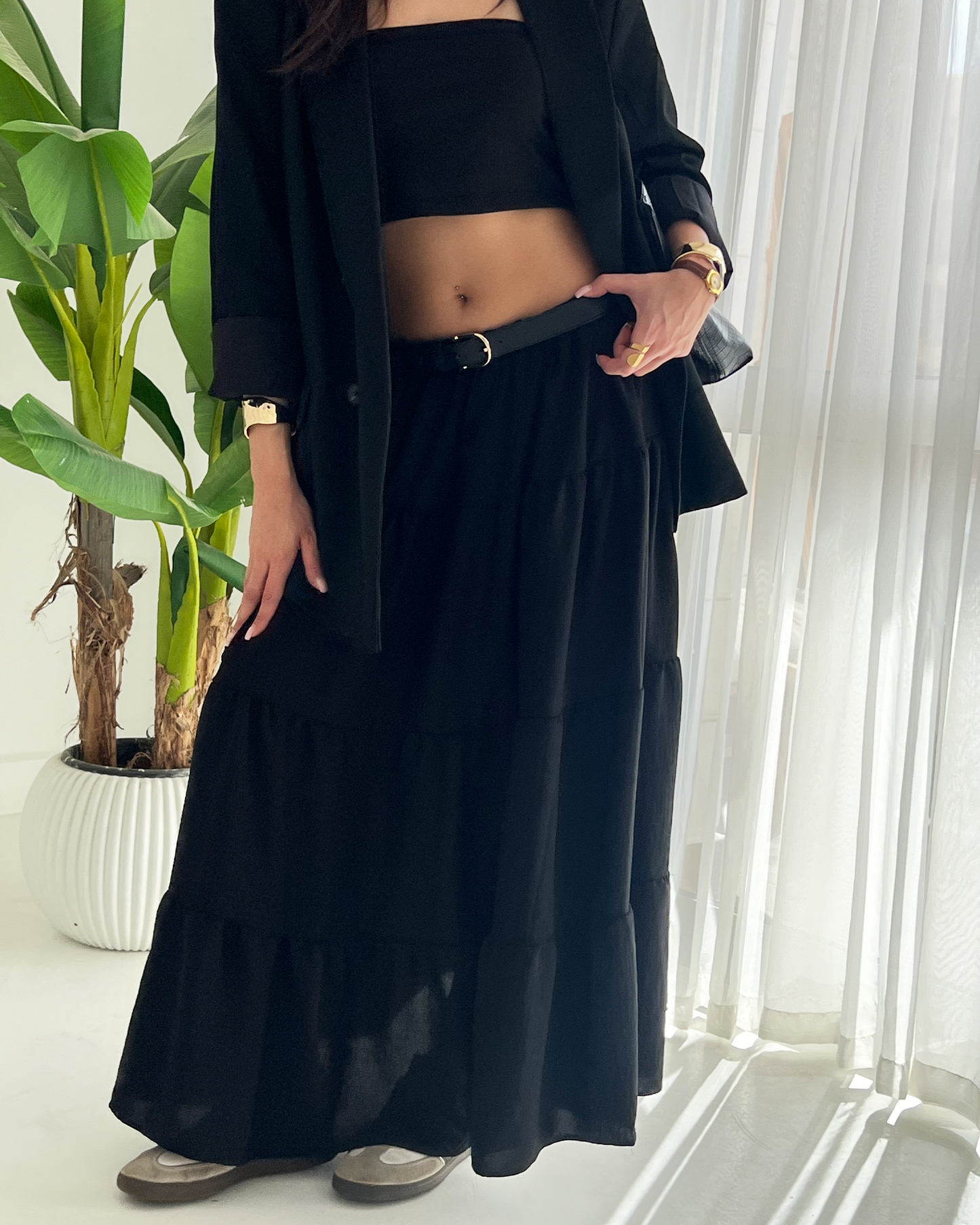 Black Tiered Boho Skirt