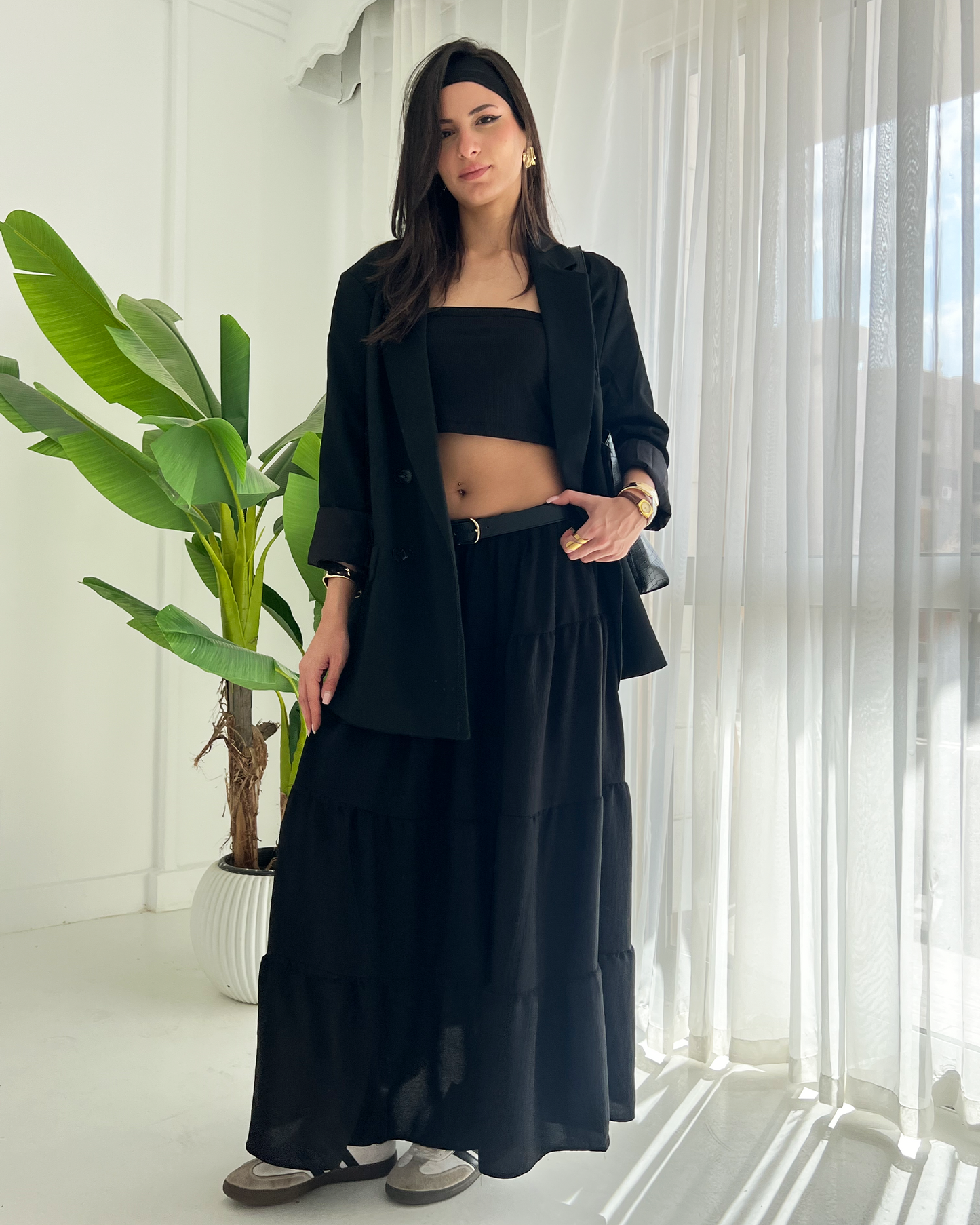 Black Tiered Boho Skirt