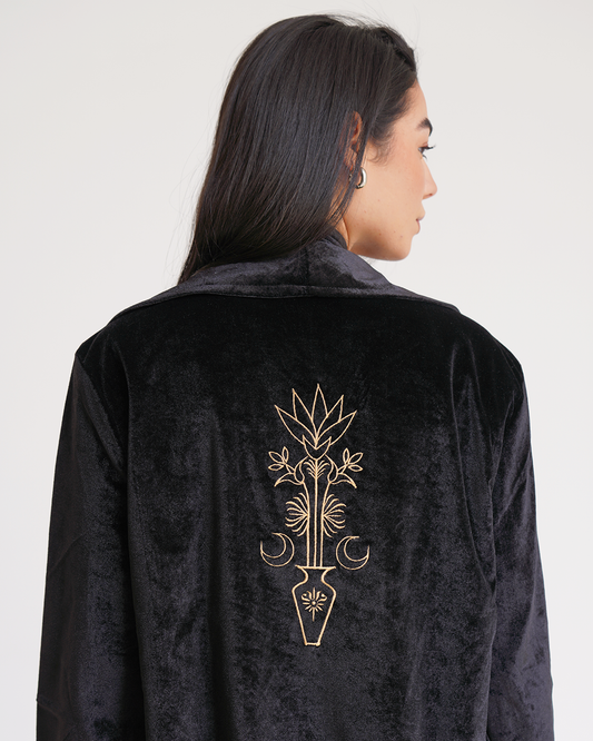 Black Velvet Embroidered Blazer