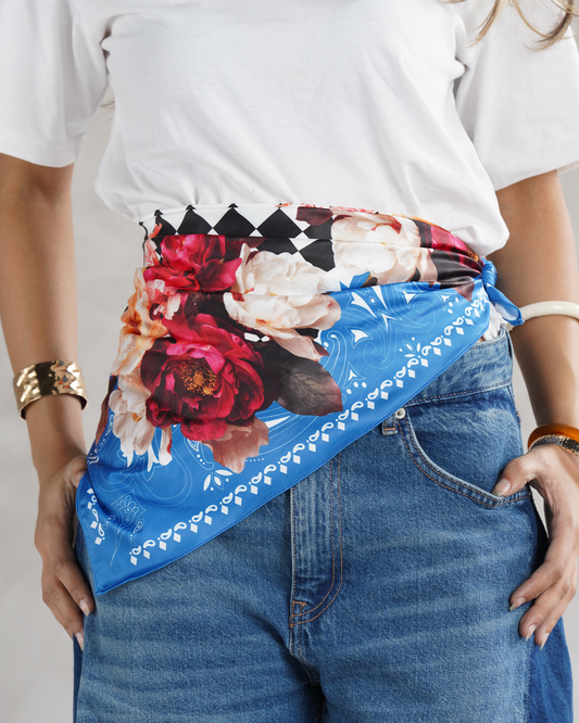 Blue Rose Bandana Scarf