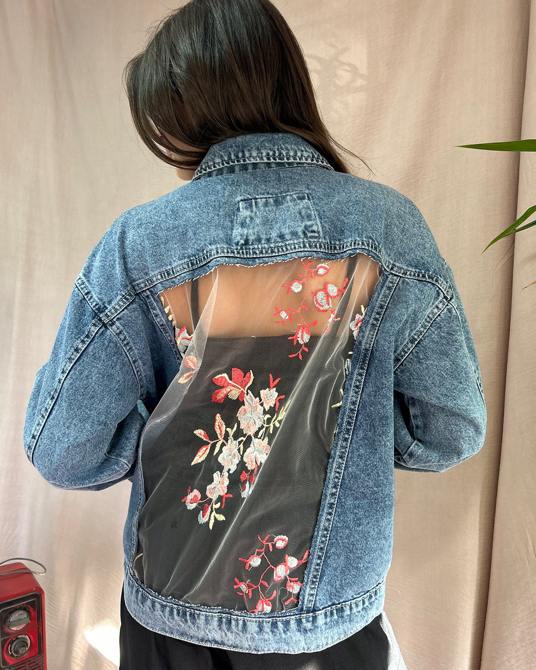 Medium Blue Lace Denim Jacket