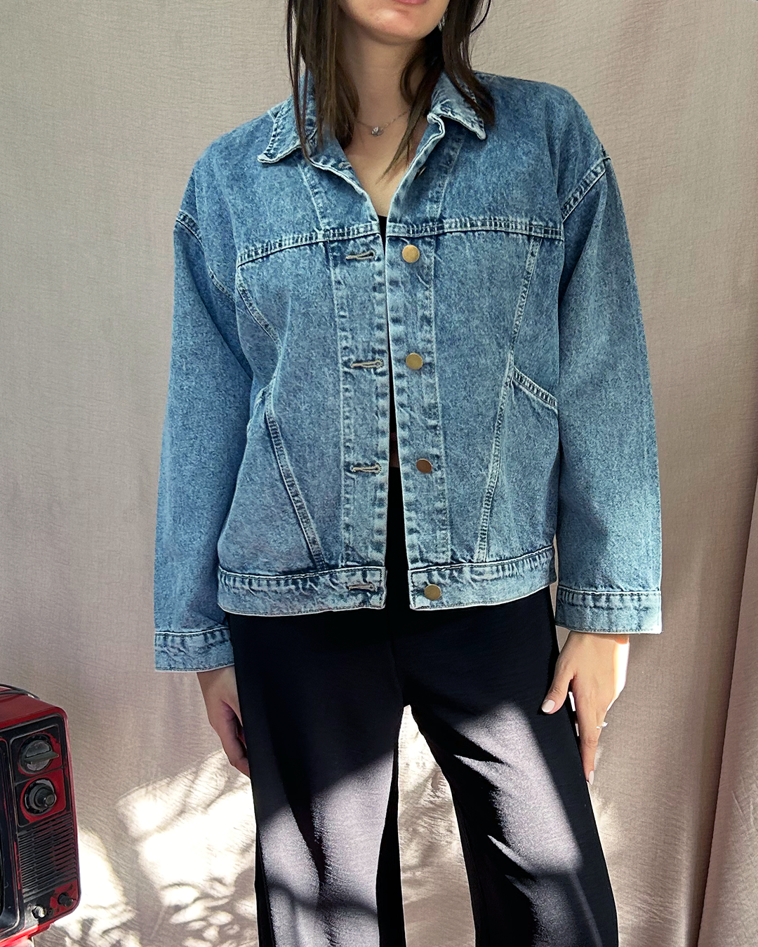 Medium Blue Lace Denim Jacket