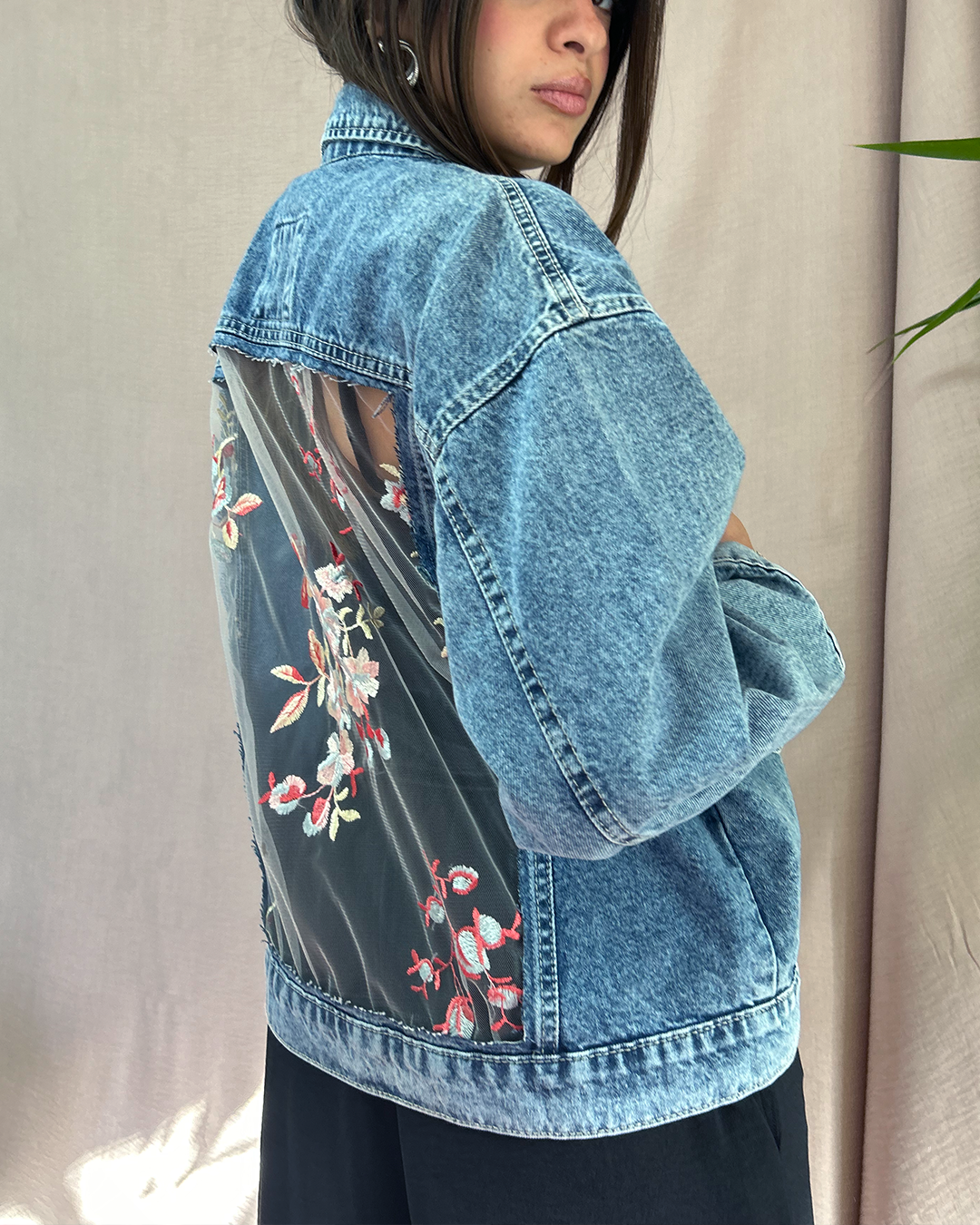 Medium Blue Lace Denim Jacket