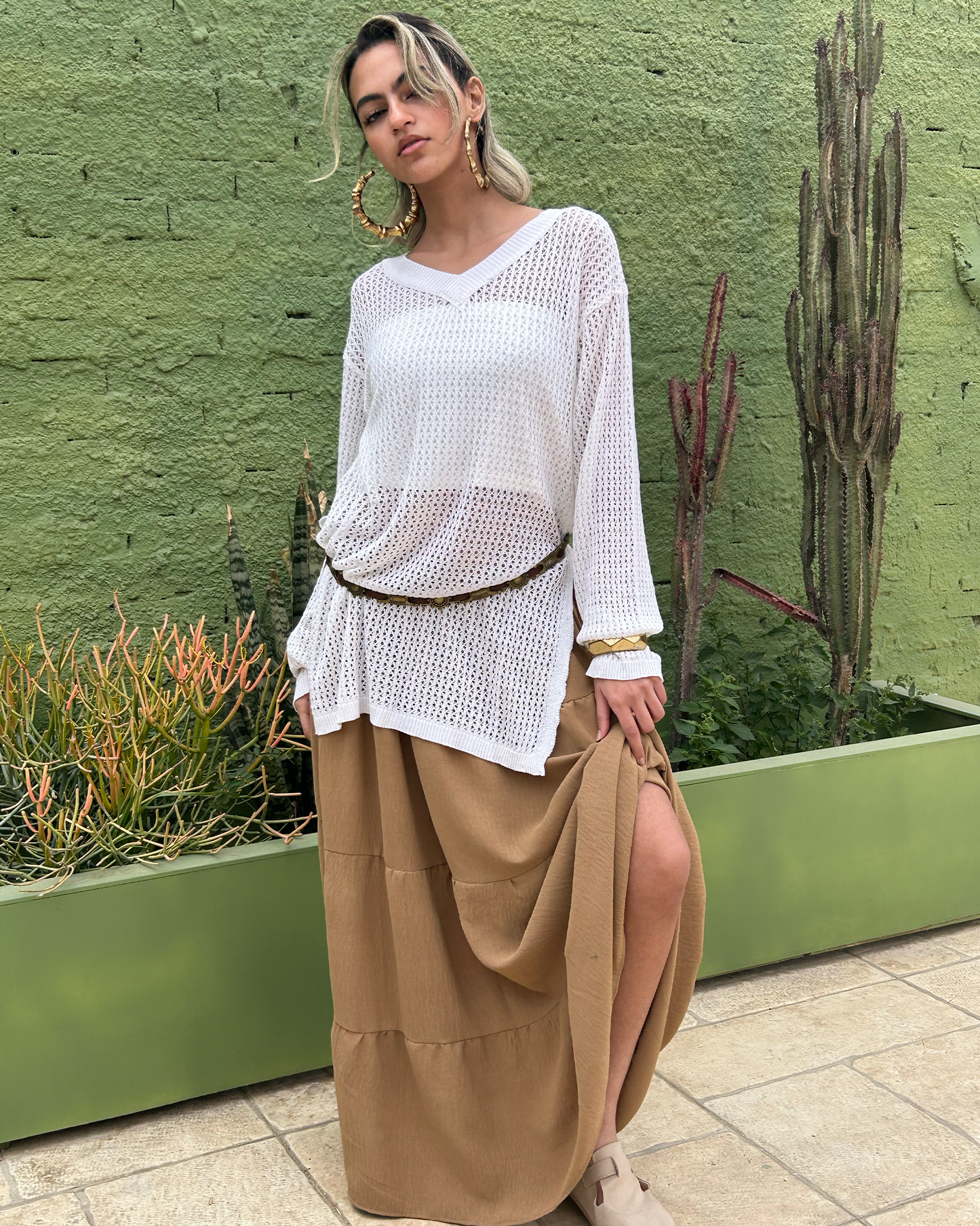 Brown Tiered Boho Skirt