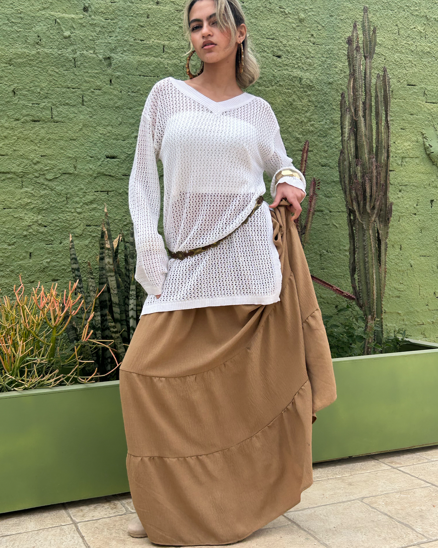 Brown Tiered Boho Skirt