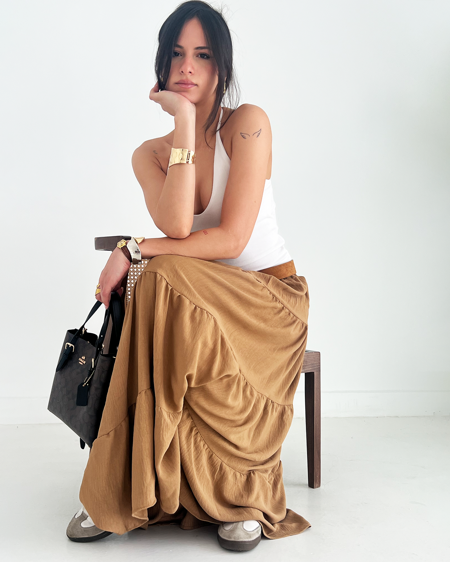 Brown Tiered Boho Skirt
