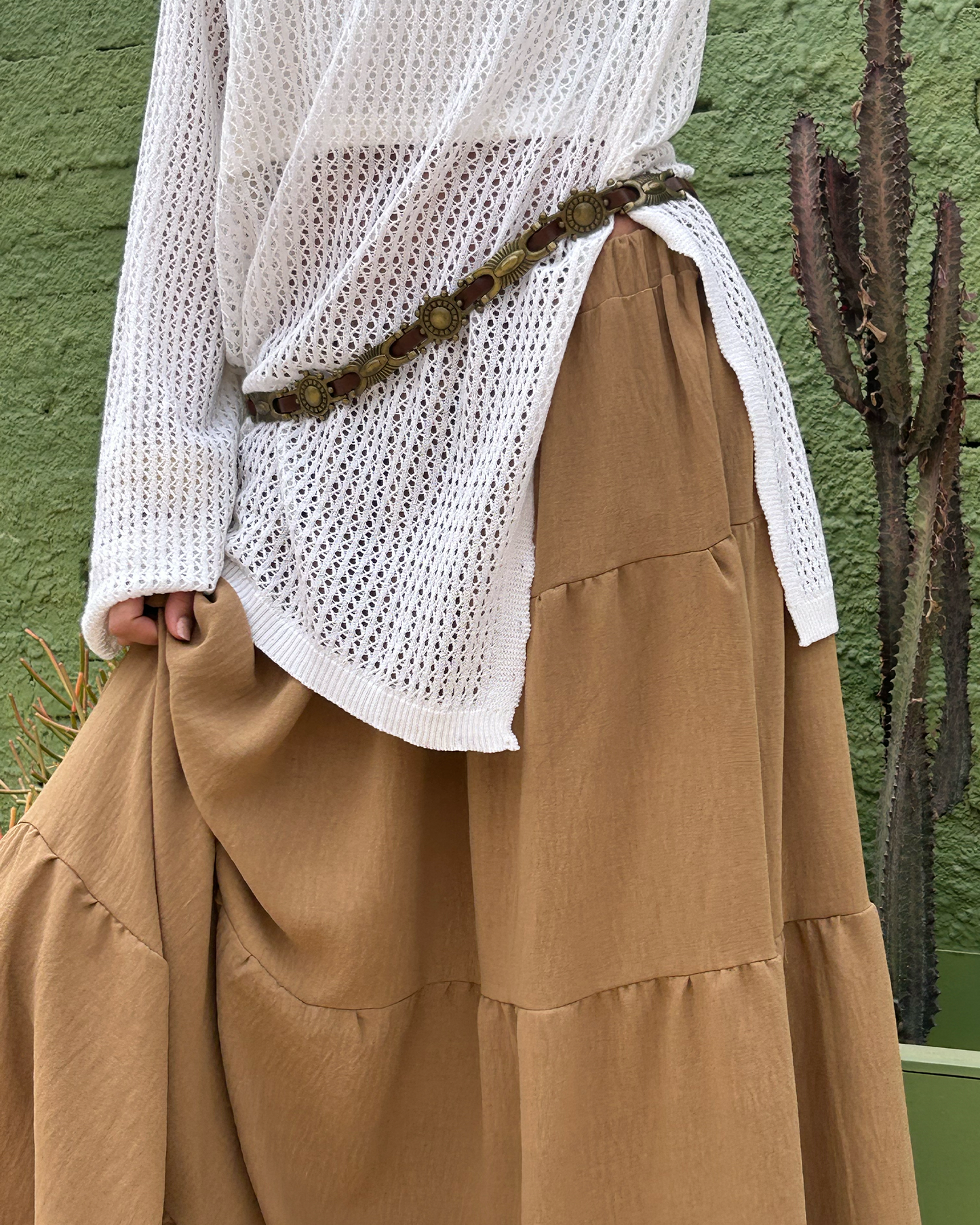 Brown Tiered Boho Skirt