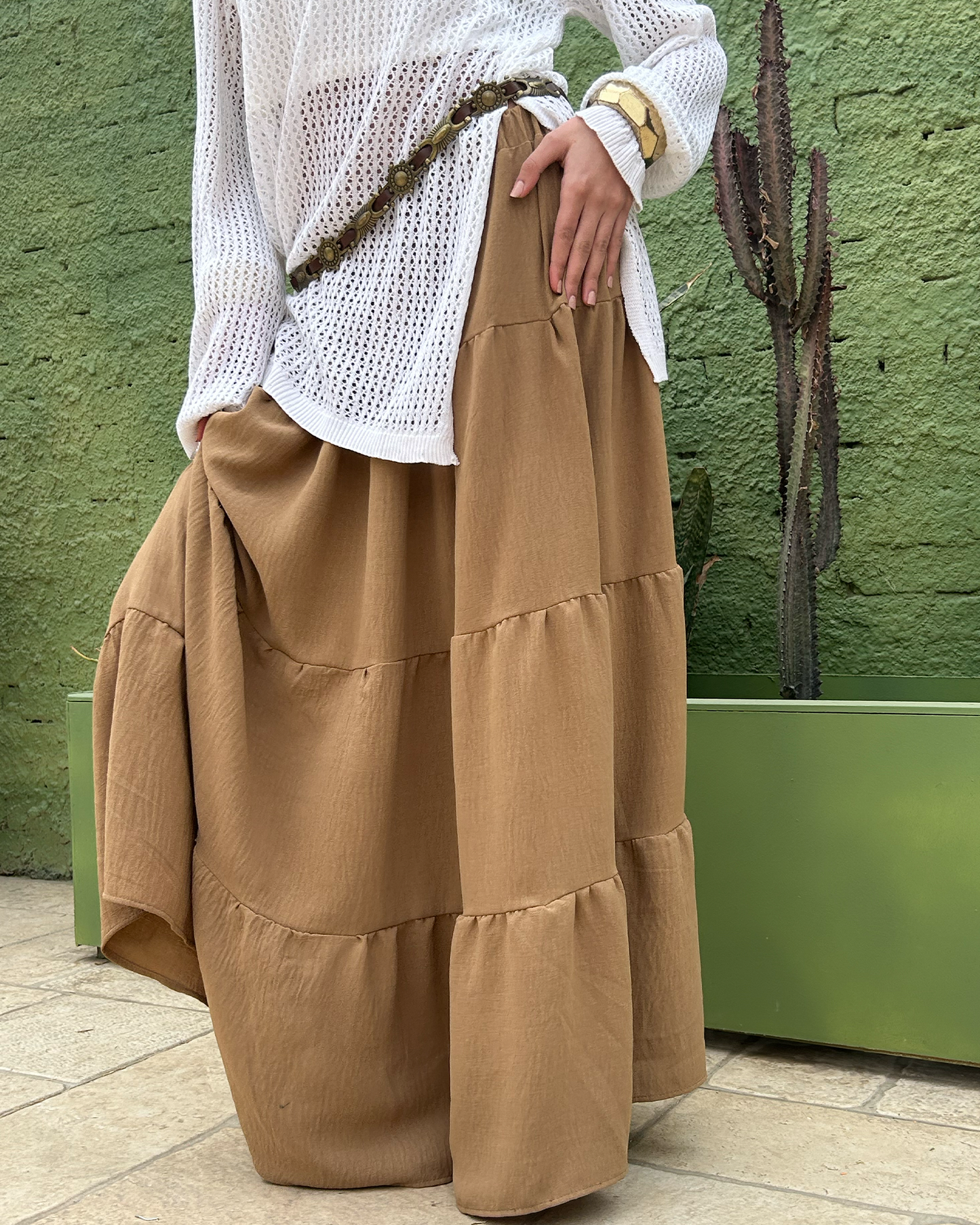 Brown Tiered Boho Skirt