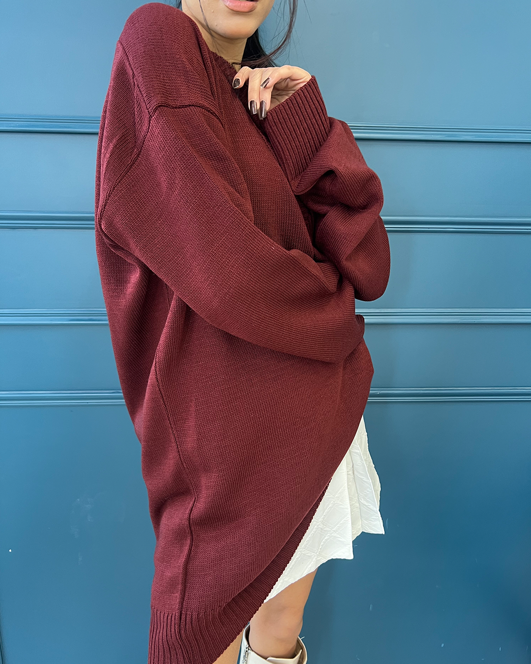 Burgundy Oversized Knit Sweater