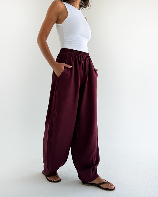 Burgundy Balloon Pants