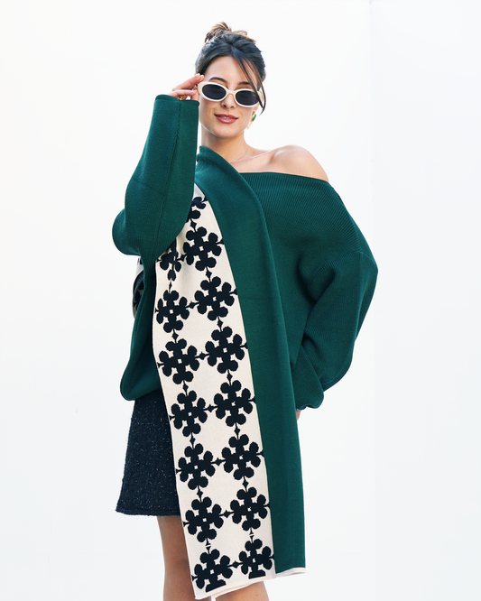 Green Clubs Knit Scarf