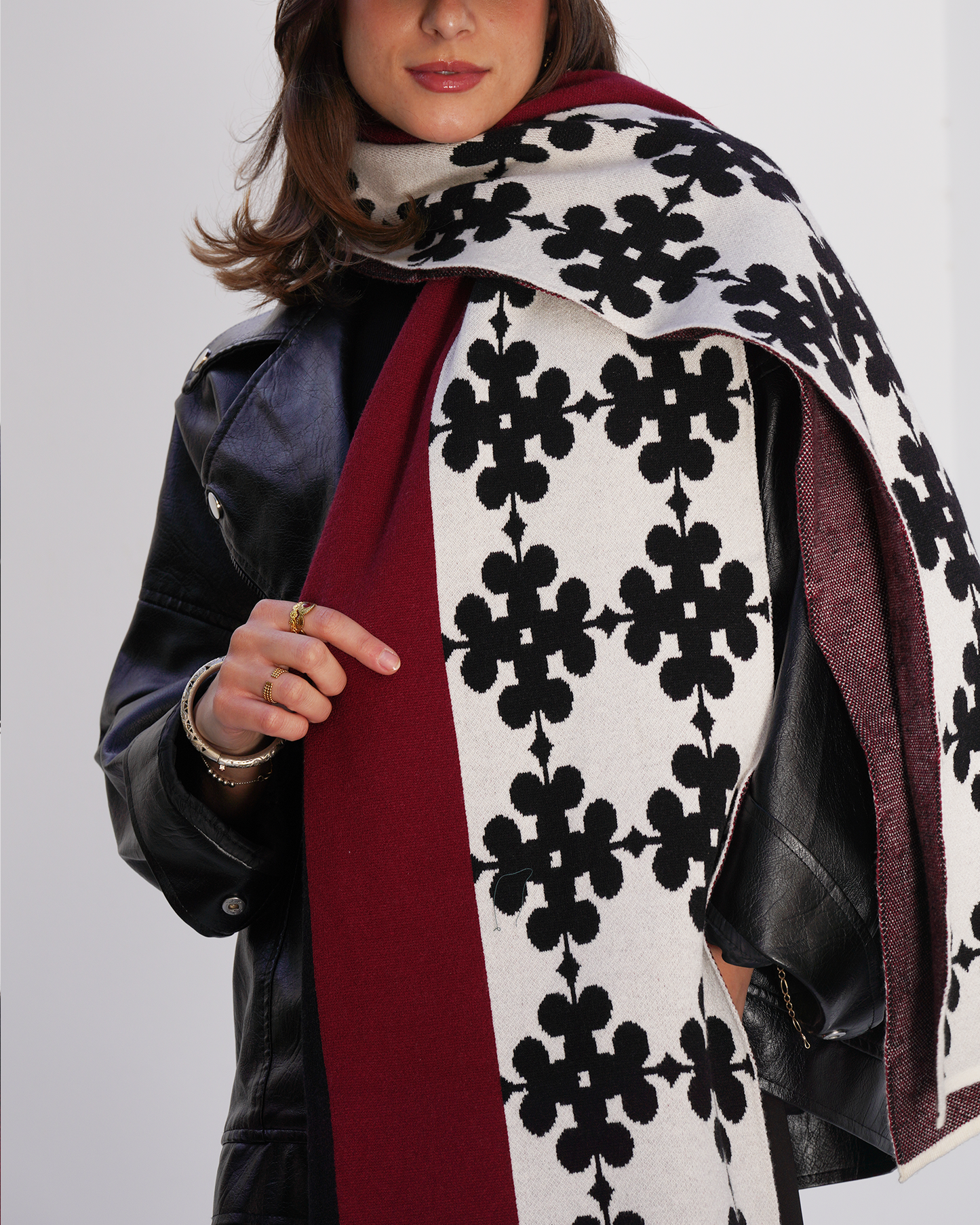 Red Clubs Knit Scarf