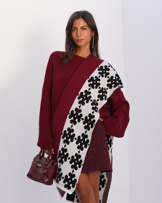 Red Clubs Knit Scarf