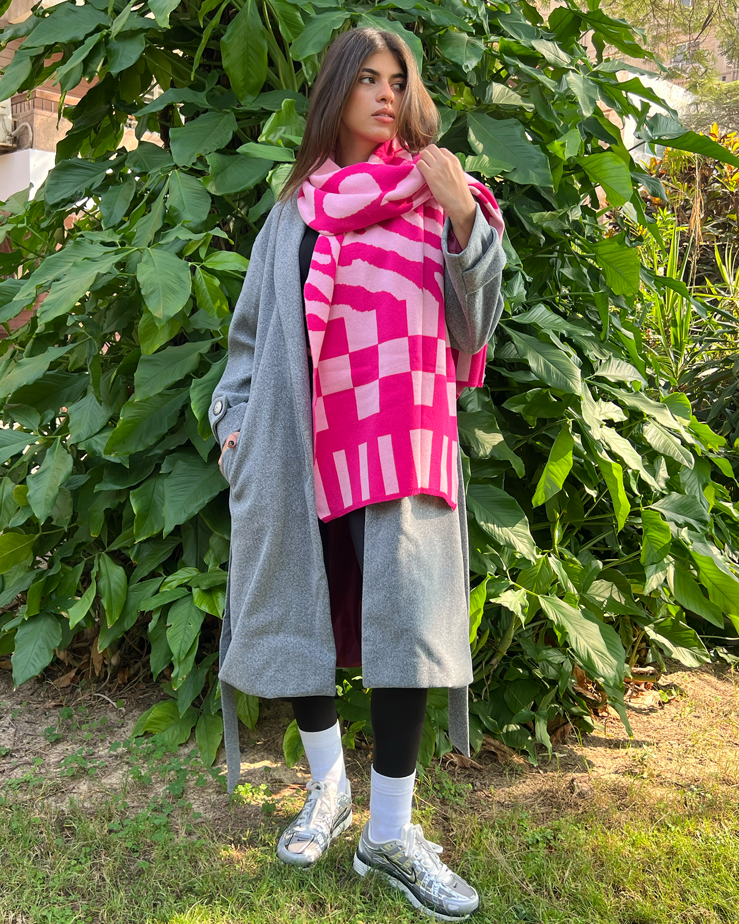 Pink Heart Knit Scarf