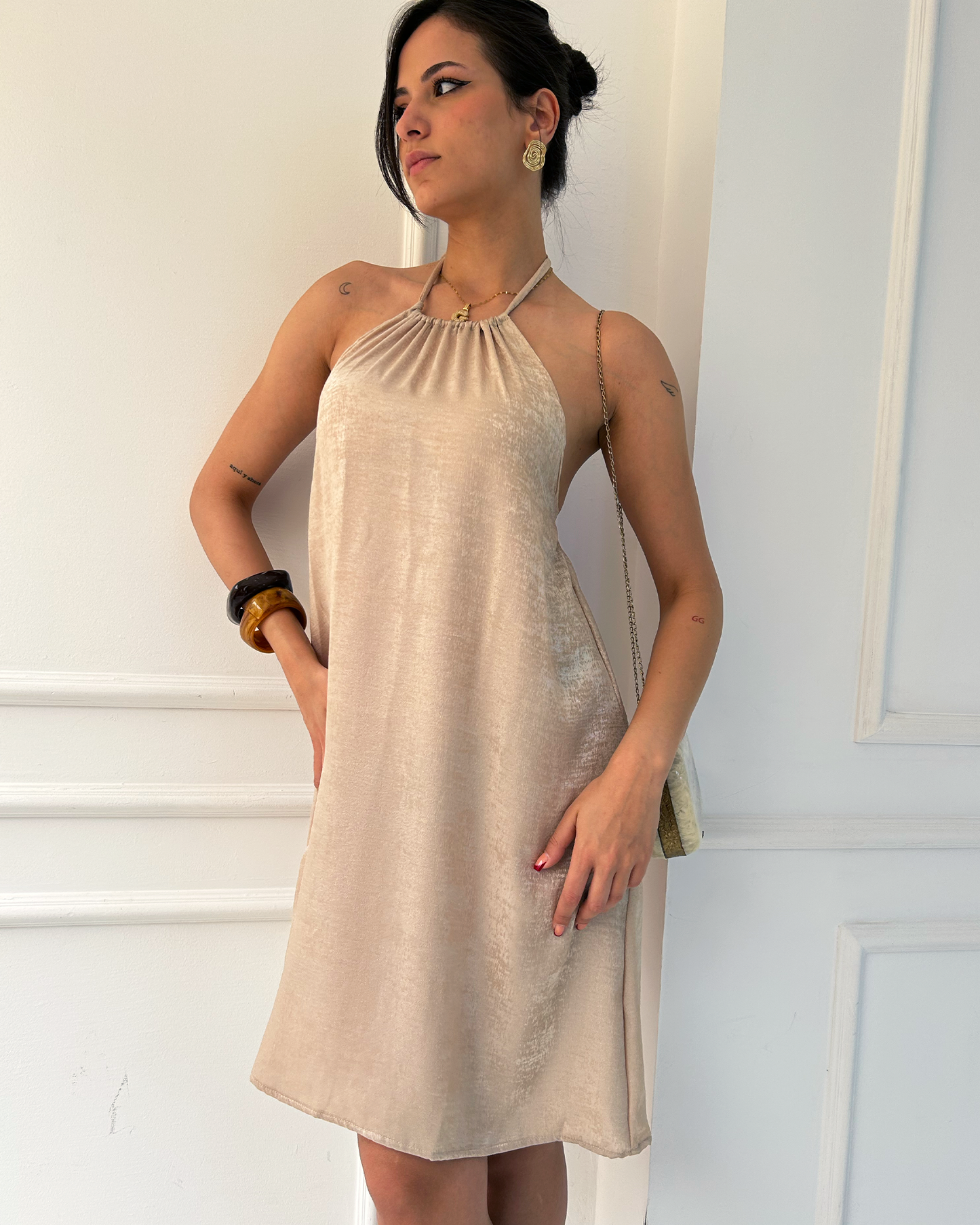 Gold Halter dress