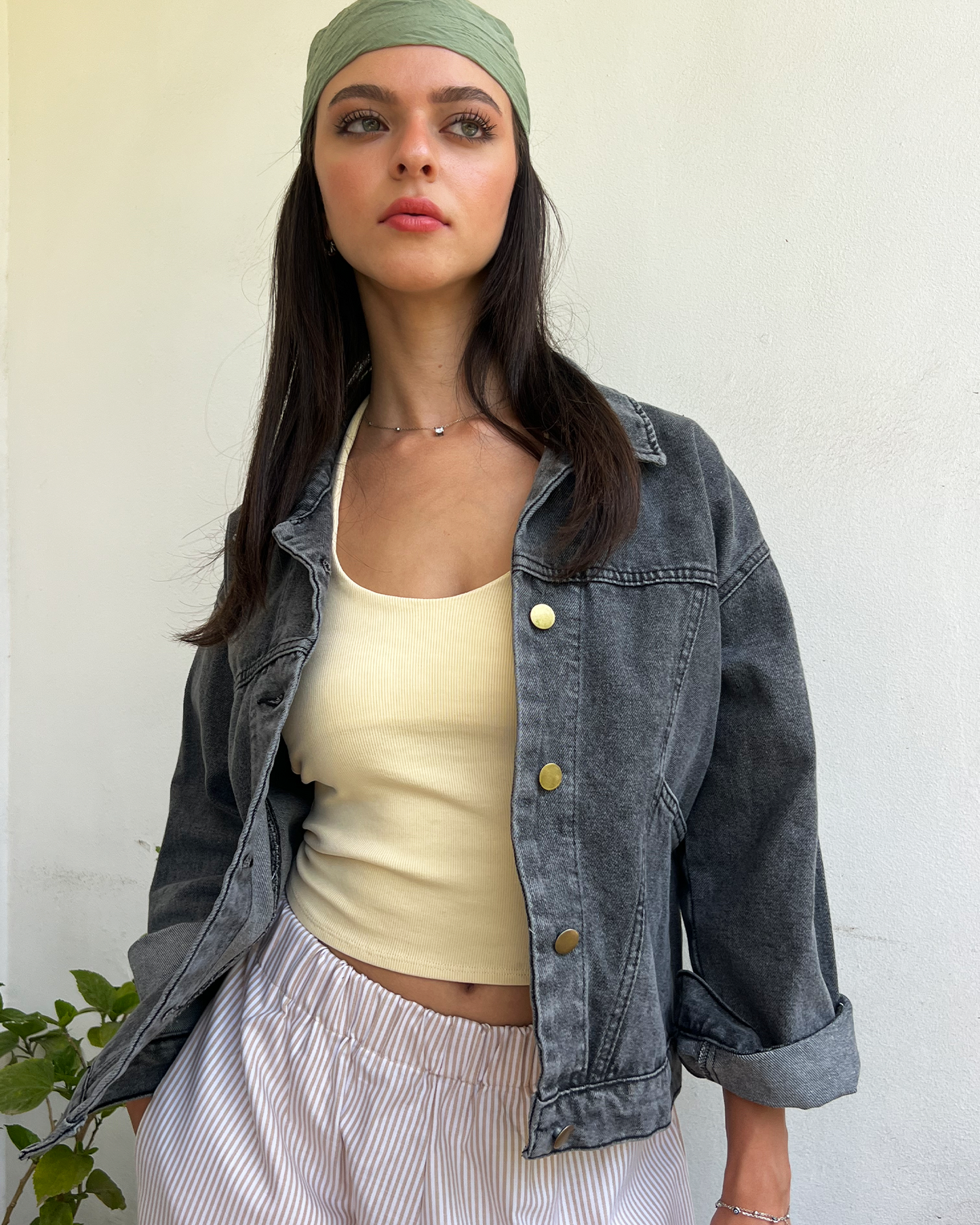 Grey Lace Denim Jacket