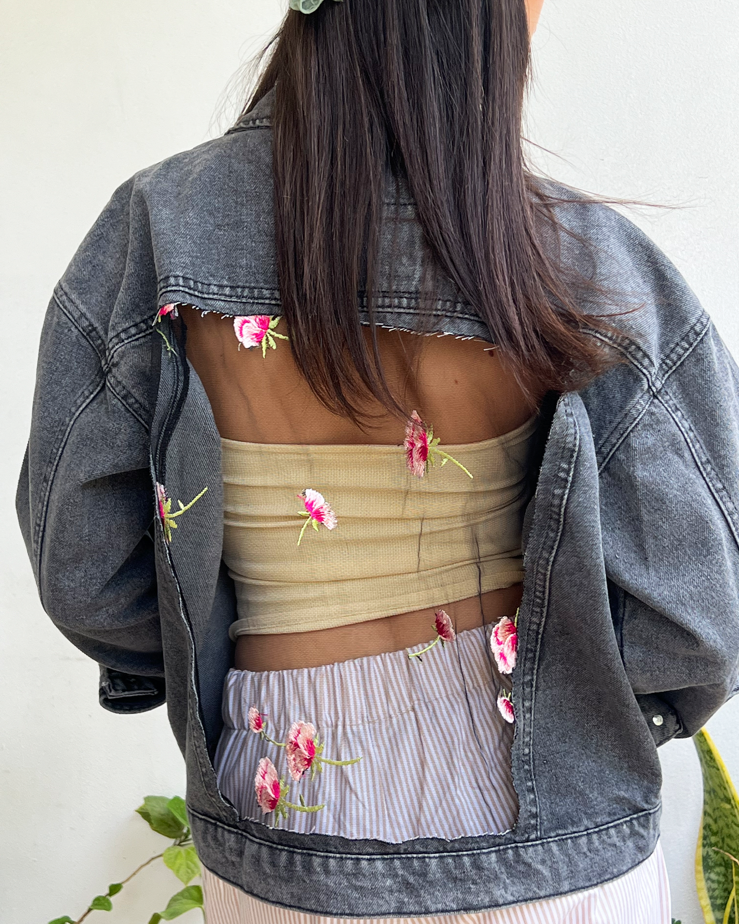 Grey Lace Denim Jacket