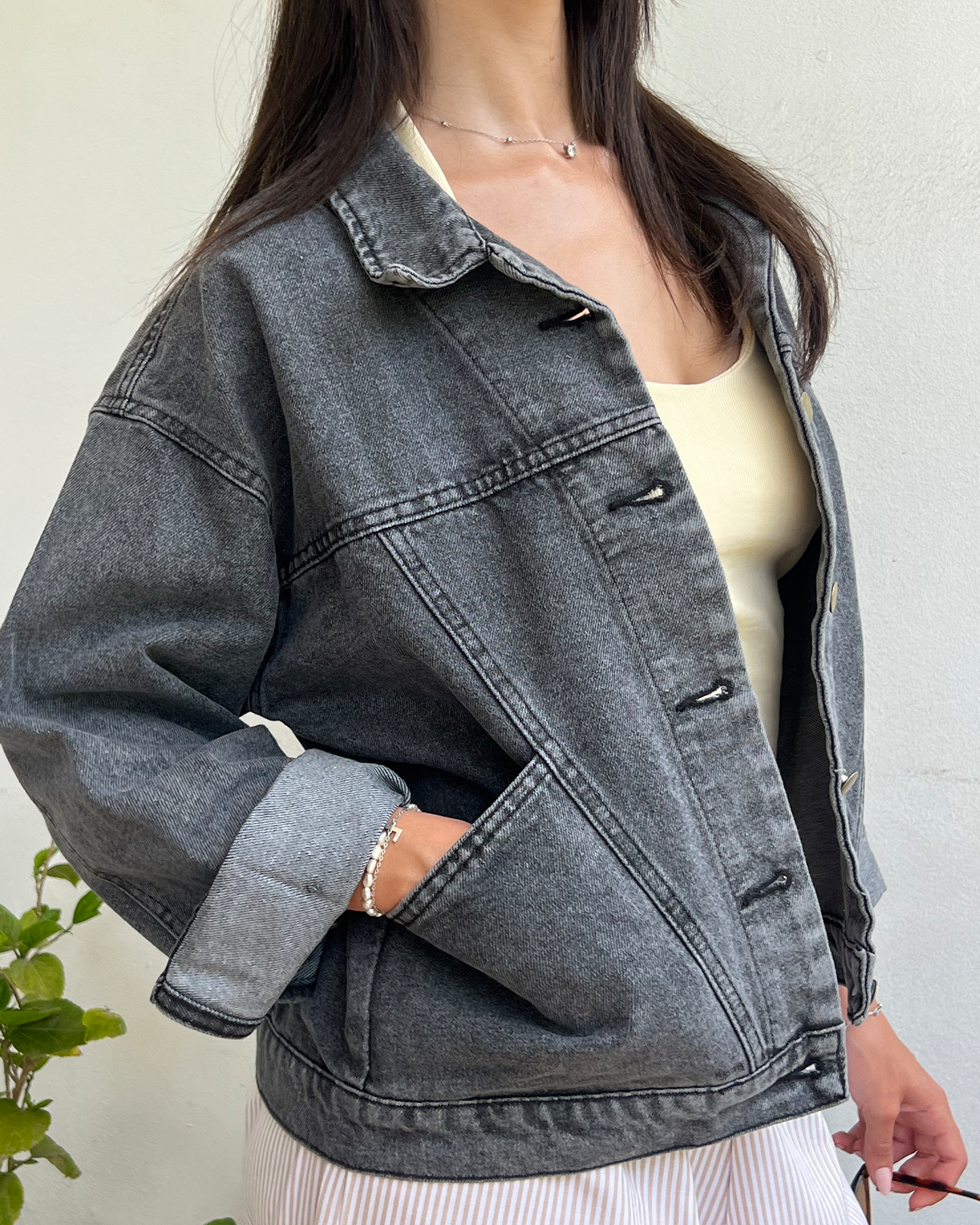 Grey Lace Denim Jacket
