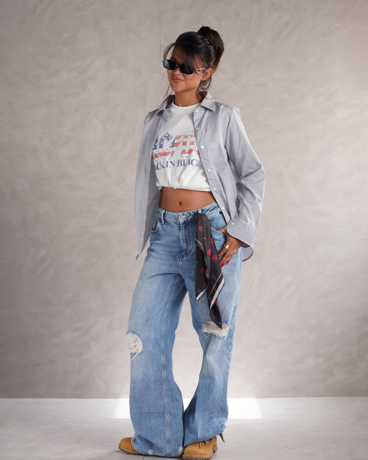 Grey Pinstriped Shirt