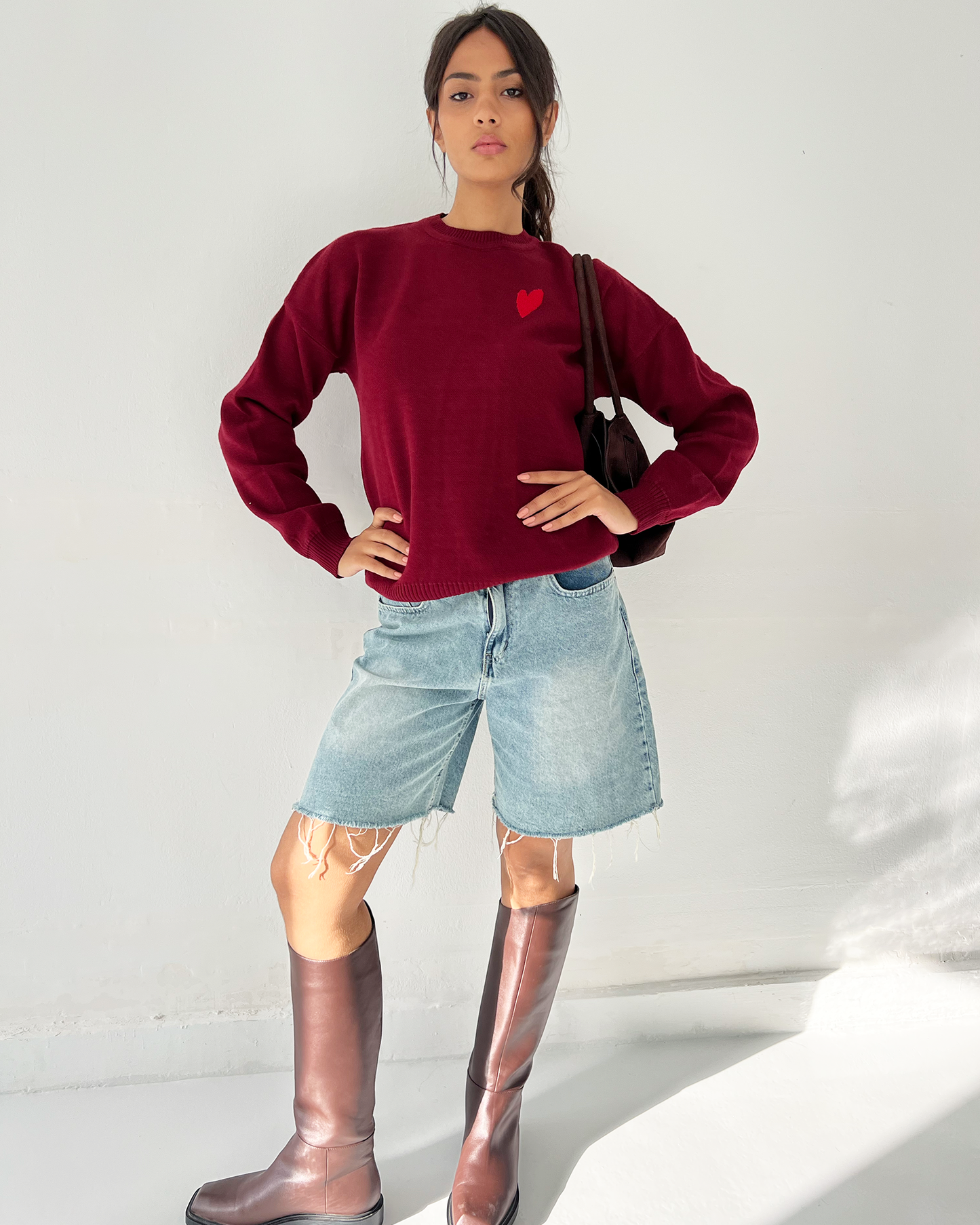 Burgundy Heart Sweater