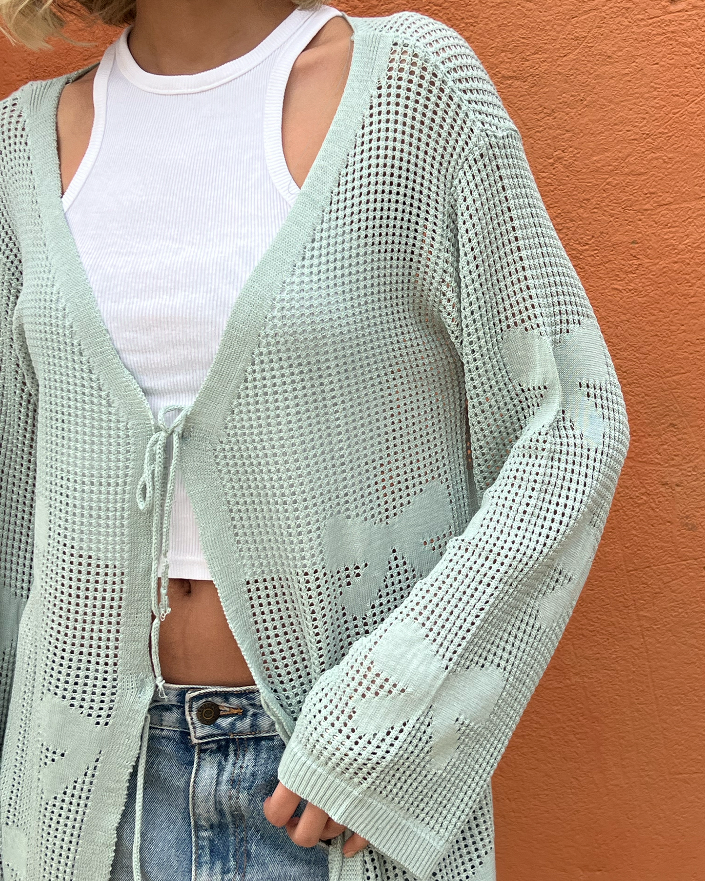 Mint Bow Tie Cardigan