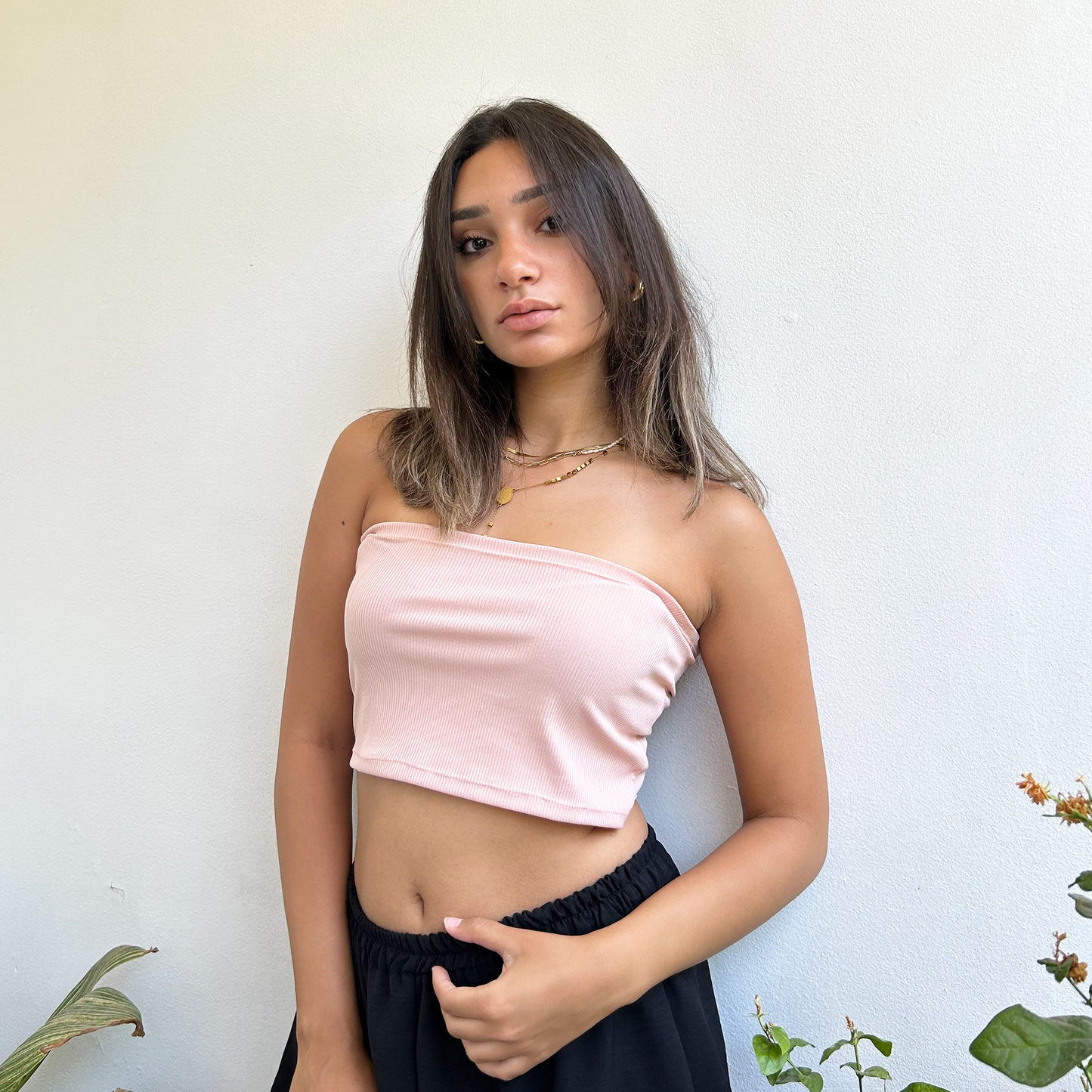 Rose Ribbed Tube Top