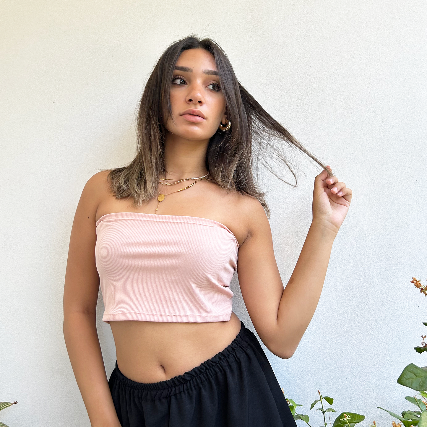 Rose Ribbed Tube Top