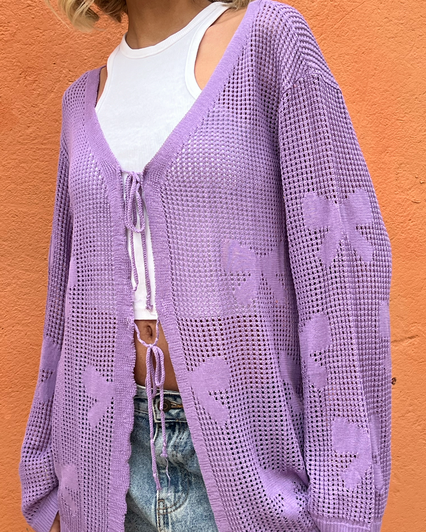 Purple Bow Tie Cardigan