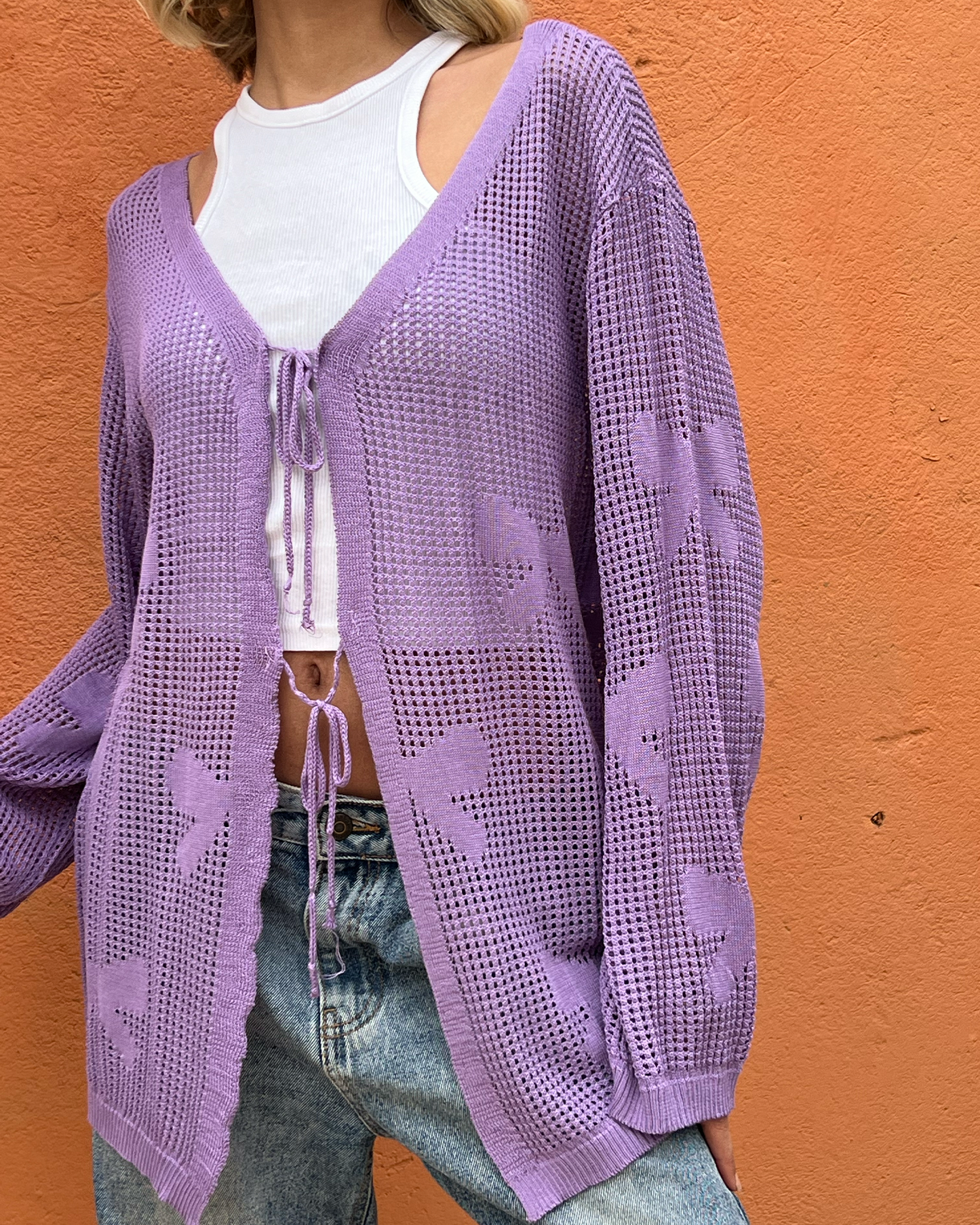 Purple Bow Tie Cardigan