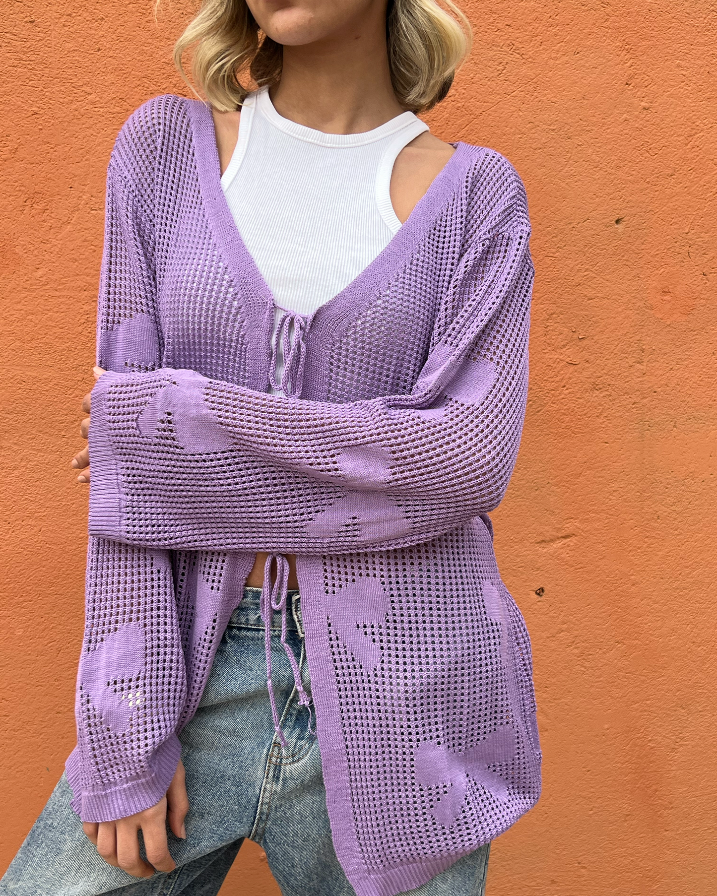 Purple Bow Tie Cardigan