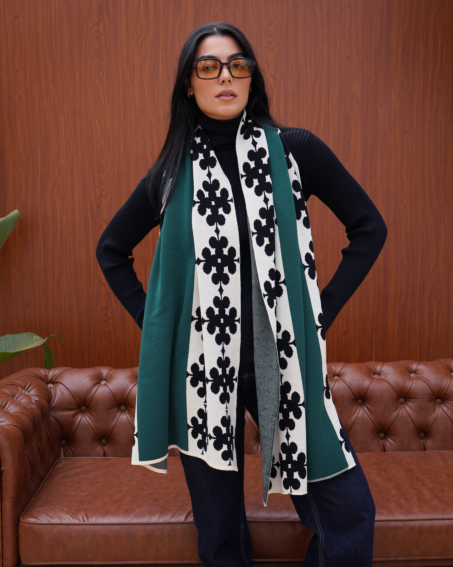 Green Clubs Knit Scarf