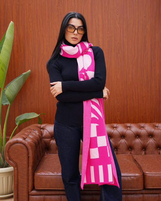 Pink Heart Knit Scarf