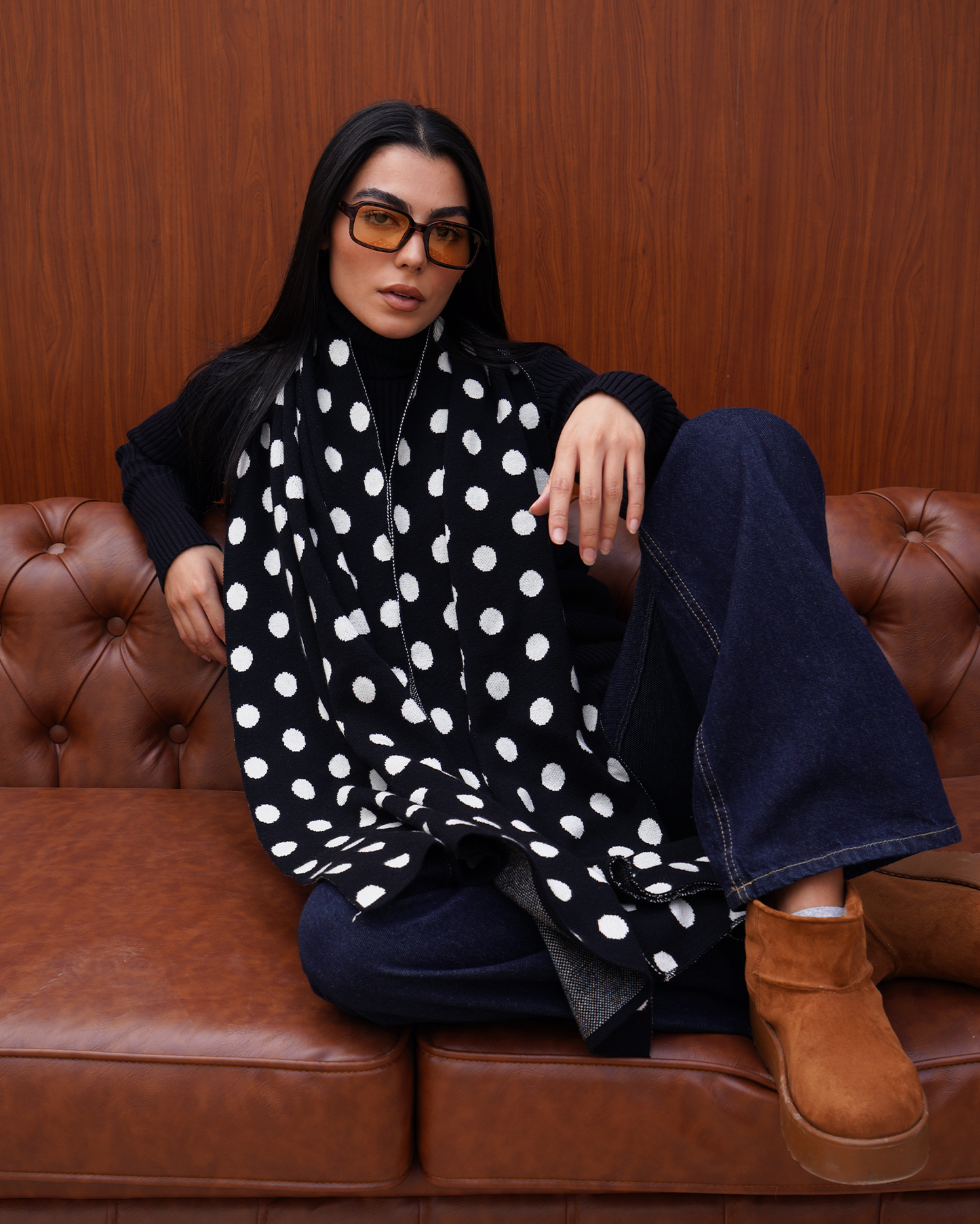 Polka Dot Knit Scarf