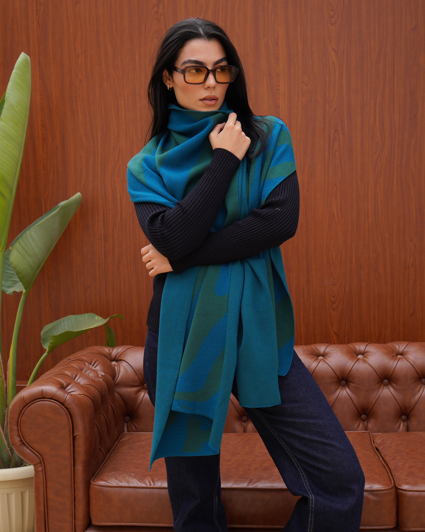 Blue Zebra Knit Scarf