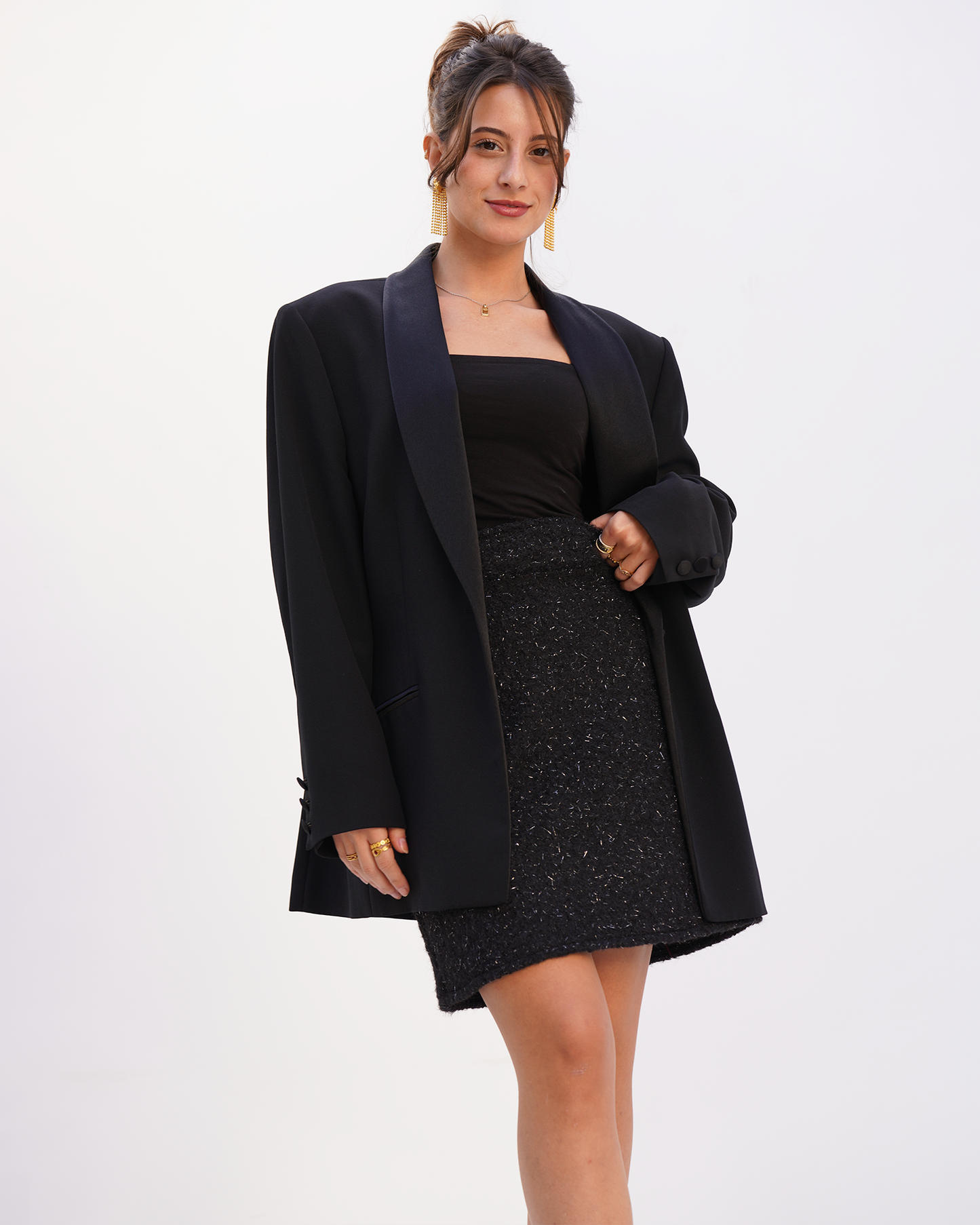 Black Festive Wool Skirt