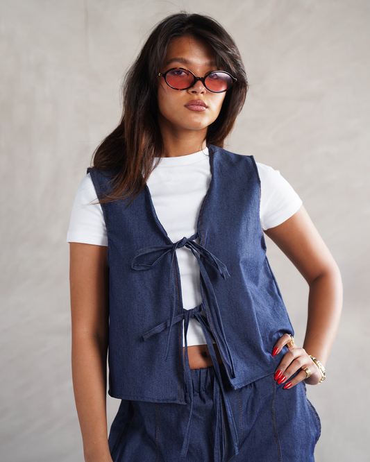 Denim Tie-Vest